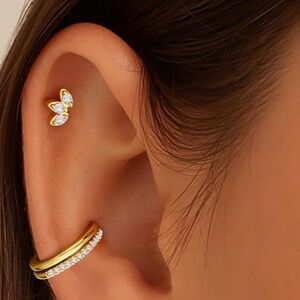 #87 14K Gold and Silver Stud Earrings set